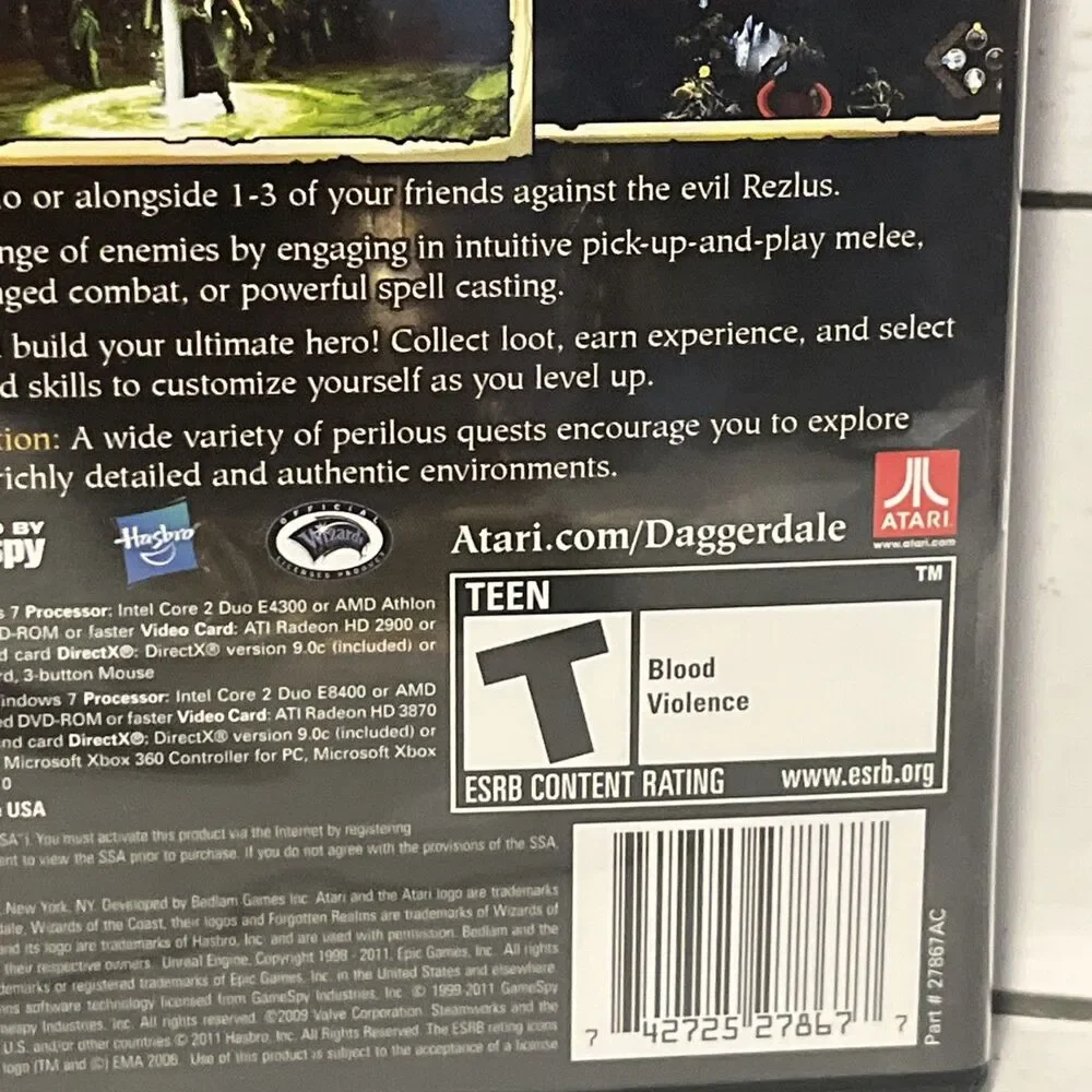 Dungeons & Dragons Daggerdale D and D PC Game DVD-ROM Atari Game Disc & Booklet